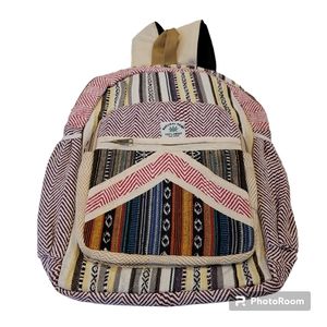 Handmade Large Multi Pocket Natural Hemp Nepal Backpack
